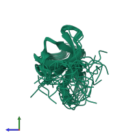 PDB entry 2d8j coloured by chain, ensemble of 20 models, side view.