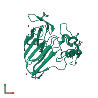 PDB entry 2d8o coloured by chain, front view.