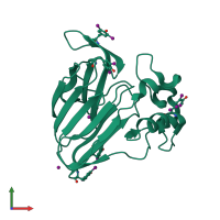 PDB entry 2d8p coloured by chain, front view.