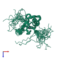 PDB entry 2d8r coloured by chain, ensemble of 20 models, top view.