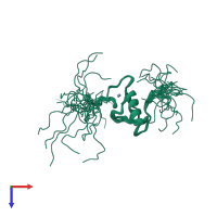 PDB entry 2d8s coloured by chain, ensemble of 20 models, top view.