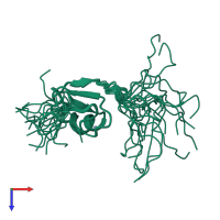 PDB entry 2d8v coloured by chain, ensemble of 20 models, top view.
