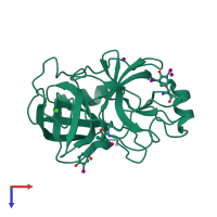PDB entry 2d8w coloured by chain, top view.