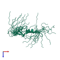 PDB entry 2d8y coloured by chain, ensemble of 20 models, top view.
