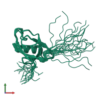PDB entry 2d90 coloured by chain, ensemble of 20 models, front view.