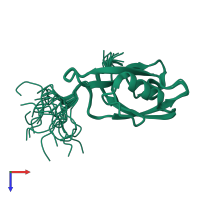 PDB entry 2d92 coloured by chain, ensemble of 20 models, top view.