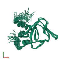PDB entry 2d93 coloured by chain, ensemble of 20 models, front view.