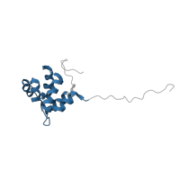 The deposited structure of PDB entry 2d96 contains 1 copy of Pfam domain PF00531 (Death domain) in Nuclear factor NF-kappa-B p100 subunit. Showing 1 copy in chain A.