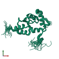 PDB entry 2d9l coloured by chain, ensemble of 20 models, front view.