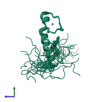 PDB entry 2d9m coloured by chain, ensemble of 20 models, side view.