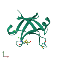 PDB entry 2d9r coloured by chain, front view.