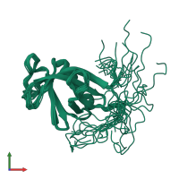 PDB entry 2d9v coloured by chain, ensemble of 20 models, front view.