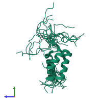 PDB entry 2da1 coloured by chain, ensemble of 20 models, side view.