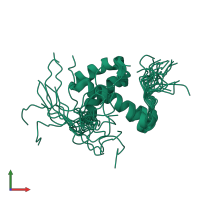 PDB entry 2da4 coloured by chain, ensemble of 20 models, front view.