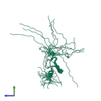 PDB entry 2das coloured by chain, ensemble of 20 models, side view.