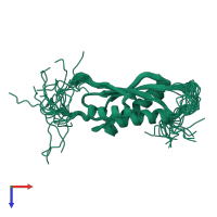 PDB entry 2day coloured by chain, ensemble of 20 models, top view.