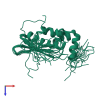 PDB entry 2db2 coloured by chain, ensemble of 20 models, top view.