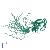 PDB entry 2db6 coloured by chain, ensemble of 20 models, top view.