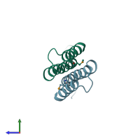 PDB entry 2db7 coloured by chain, side view.