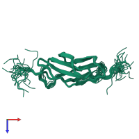 PDB entry 2db8 coloured by chain, ensemble of 20 models, top view.