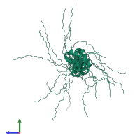 PDB entry 2dba coloured by chain, ensemble of 20 models, side view.