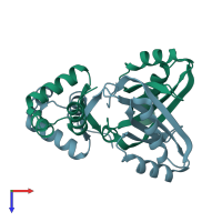 PDB entry 2dbb coloured by chain, top view.