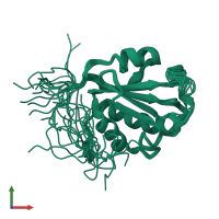 PDB entry 2dbc coloured by chain, ensemble of 20 models, front view.