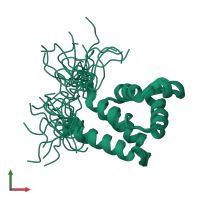 PDB entry 2dbg coloured by chain, ensemble of 20 models, front view.