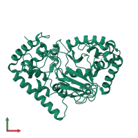 PDB entry 2dbi coloured by chain, front view.
