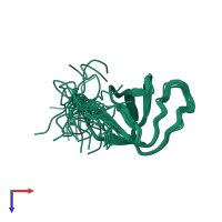 PDB entry 2dbm coloured by chain, ensemble of 20 models, top view.