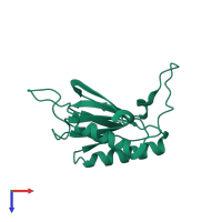 PDB entry 2dbo coloured by chain, top view.