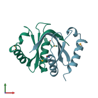 PDB entry 2dbs coloured by chain, front view.