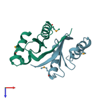 PDB entry 2dbs coloured by chain, top view.