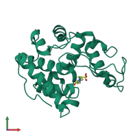 Monomeric assembly 1 of PDB entry 2dbt coloured by chemically distinct molecules, front view.