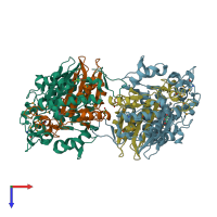PDB entry 2dbw coloured by chain, top view.