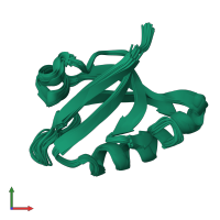 PDB entry 2dc2 coloured by chain, ensemble of 20 models, front view.