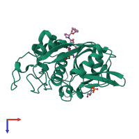 PDB 2dc6 coloured by chain and viewed from the top.