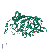 PDB entry 2dc8 coloured by chain, top view.