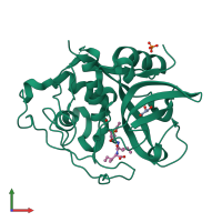 PDB entry 2dcb coloured by chain, front view.