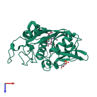 PDB entry 2dcb coloured by chain, top view.