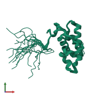 PDB entry 2dce coloured by chain, ensemble of 20 models, front view.