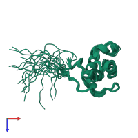 PDB entry 2dce coloured by chain, ensemble of 20 models, top view.