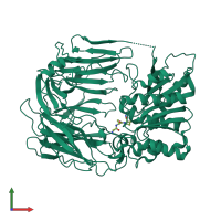 PDB entry 2dcm coloured by chain, front view.