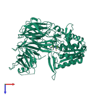 PDB entry 2dcm coloured by chain, top view.