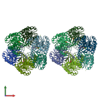 PDB entry 2dcn coloured by chain, front view.