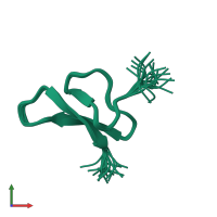 PDB entry 2dcv coloured by chain, ensemble of 20 models, front view.