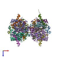PDB entry 2dd5 coloured by chain, top view.