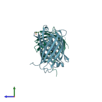 PDB entry 2dd7 coloured by chain, side view.