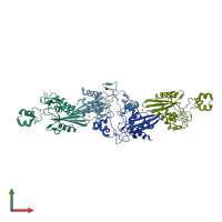 PDB entry 2dda coloured by chain, front view.