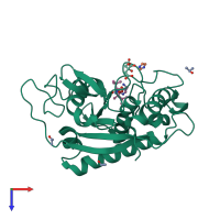 Monomeric assembly 2 of PDB entry 2ddf coloured by chemically distinct molecules, top view.